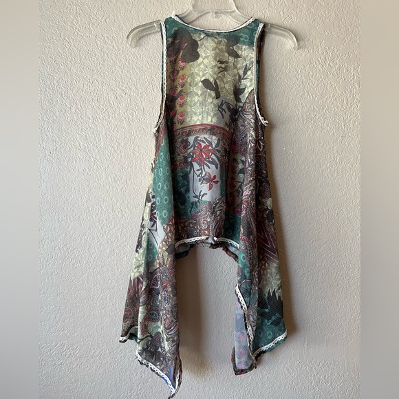 Sundance Womens S Embroidered Beaded Tank Top Long Sides Flowy Silky Fairycore - Picture 9 of 15